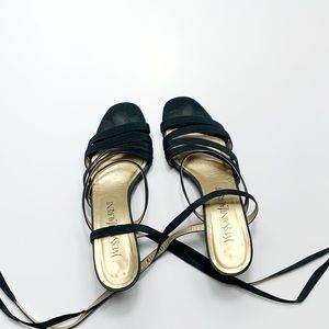 Vintage YSL Black Strappy Criss Cross Heels